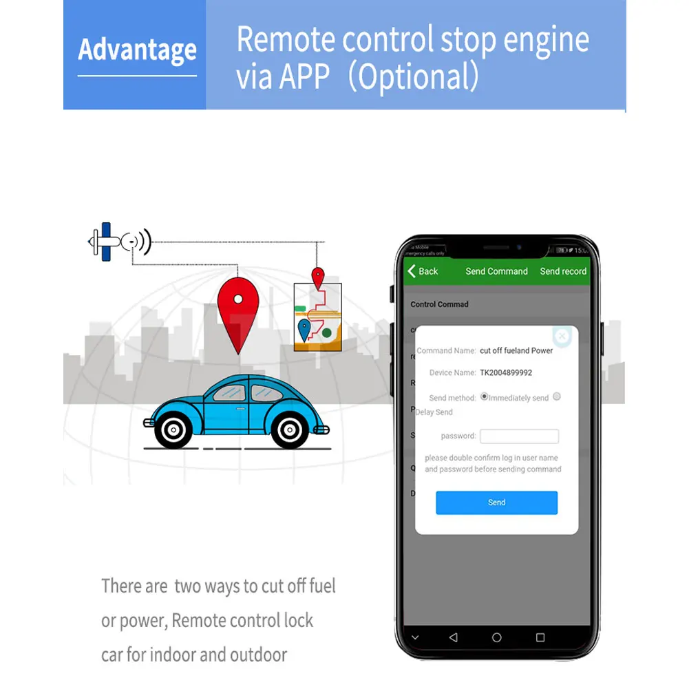  Mini GPS-Tracker TK300 3G Fahrzeug Tracking Gerät Auto MotorcycleGSM Locator Fernbedienung Mit Echt