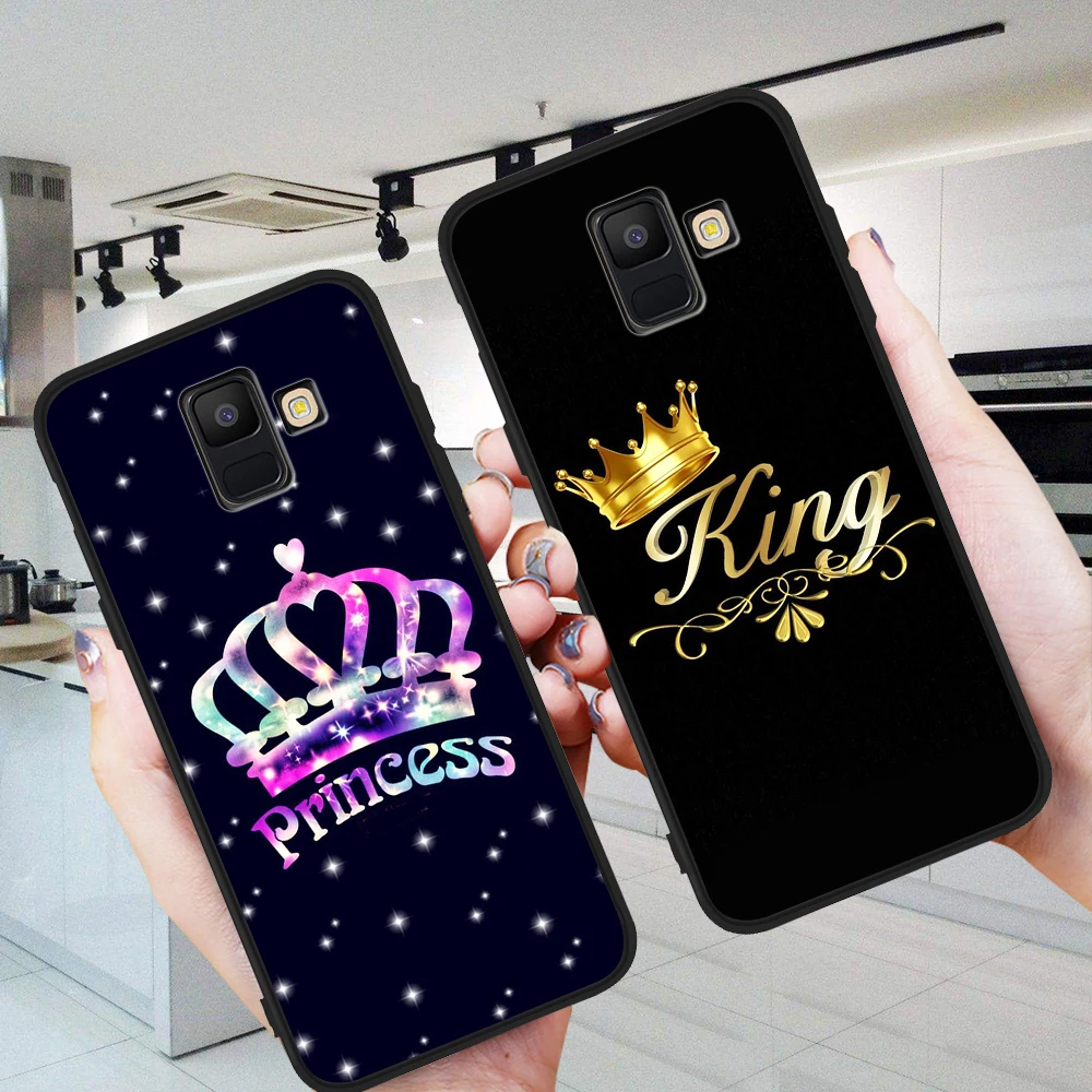 

king queen luxury For Samsung Galaxy A9 A8 A7 A6 A5 A3 J3 J4 J5 J6 J8 Plus 2017 2018 M30 A40S A10 A20E phone Case etui couple