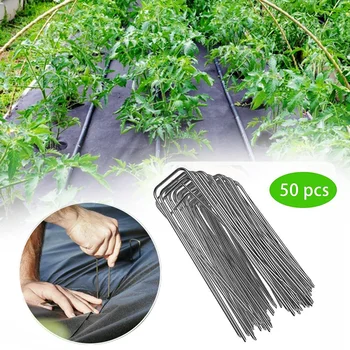 

50pcs U-Shape Landscape Garden Staples Turf Staples Stakes for Weed Barrier Fabric Ground Cover and Landscaping D6