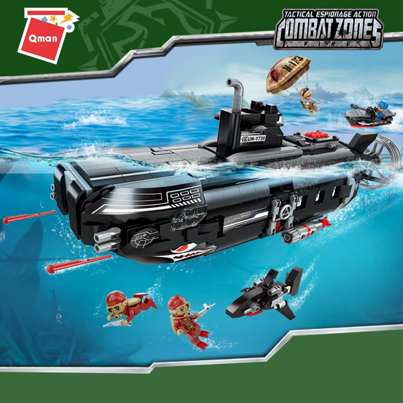 

Qman 1730 Educational Invade submarine Base Building Blocks Construction Mini Bricks Figures Gift Kids Toys for Kids