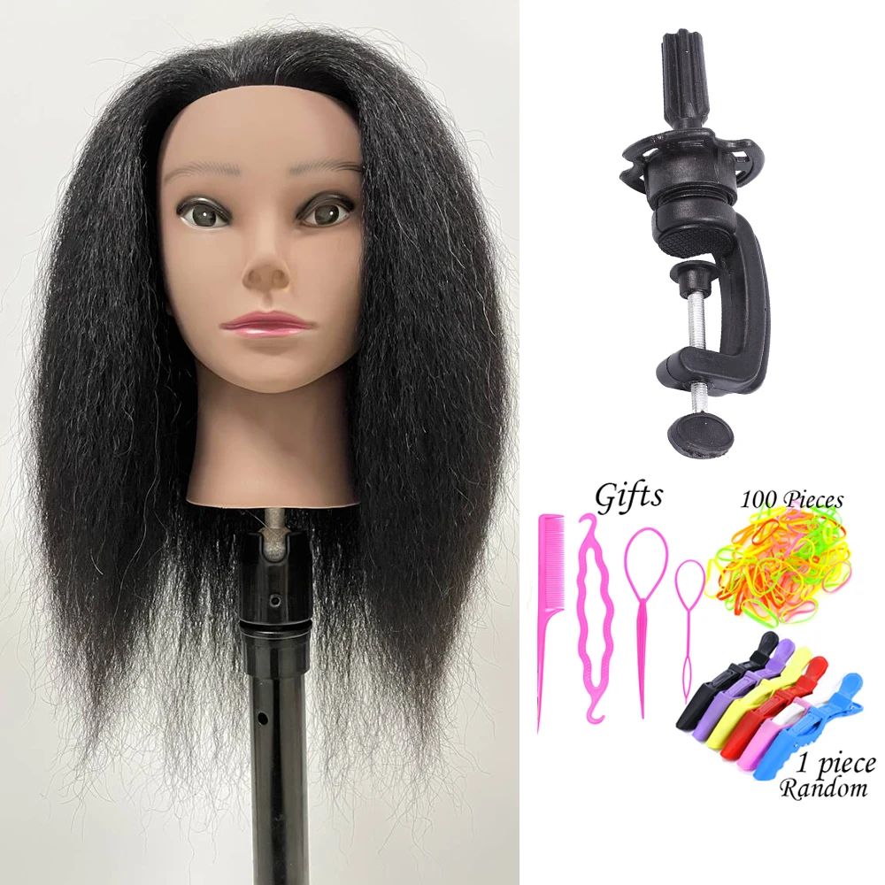 Traininghead African American Mannequin Head With Real Hair For Braiding  Hair Training Hairart Barber Hairdressing Fashi