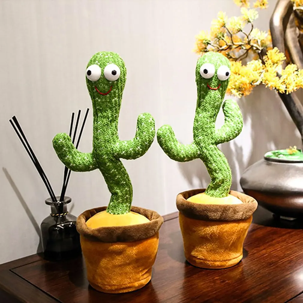 Electric Dancing Cactus Doll Spanish/Russian/Vietnamese/Arabic Songs Talking Singing Record Repeat Music Education Plush Toys