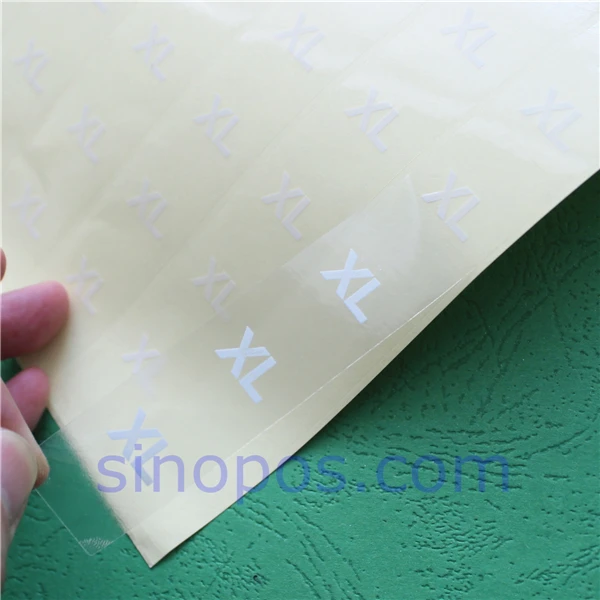 Clothes Size Strip Label, adhesive clear tape rectangular labels apparel pants folded garment pile display tag clothing sticker