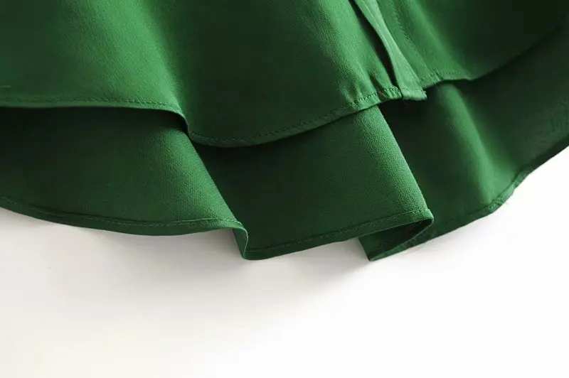 Женская винтажная атласная Блуза, повседневная Однотонная рубашка,, мягкая офисная рубашка с отложным воротником, длинный рукав, карман, зеленая блузка, топ, блузы