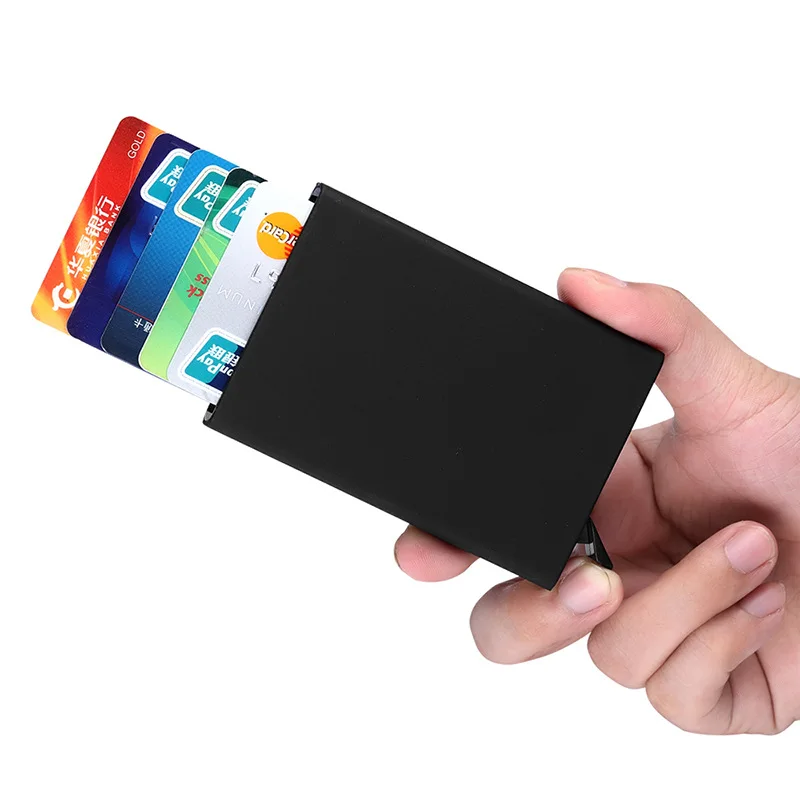 Автоматический всплывающий алюминиевый сплав банк карты xin yong ka he Противоугонная анти-щетка RFID анти-degausing кошелек с отделами для карт