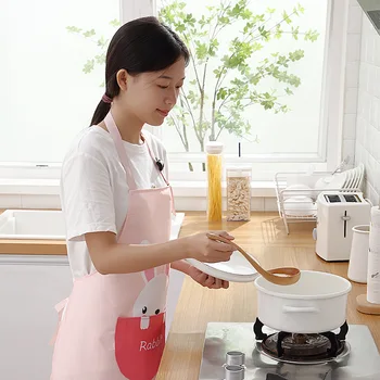 

New Cartoon Hand Wipe Apron Kitchen Housework Cleaning Anti-Fouling Waterproof Clean Thick with Pockets Apron