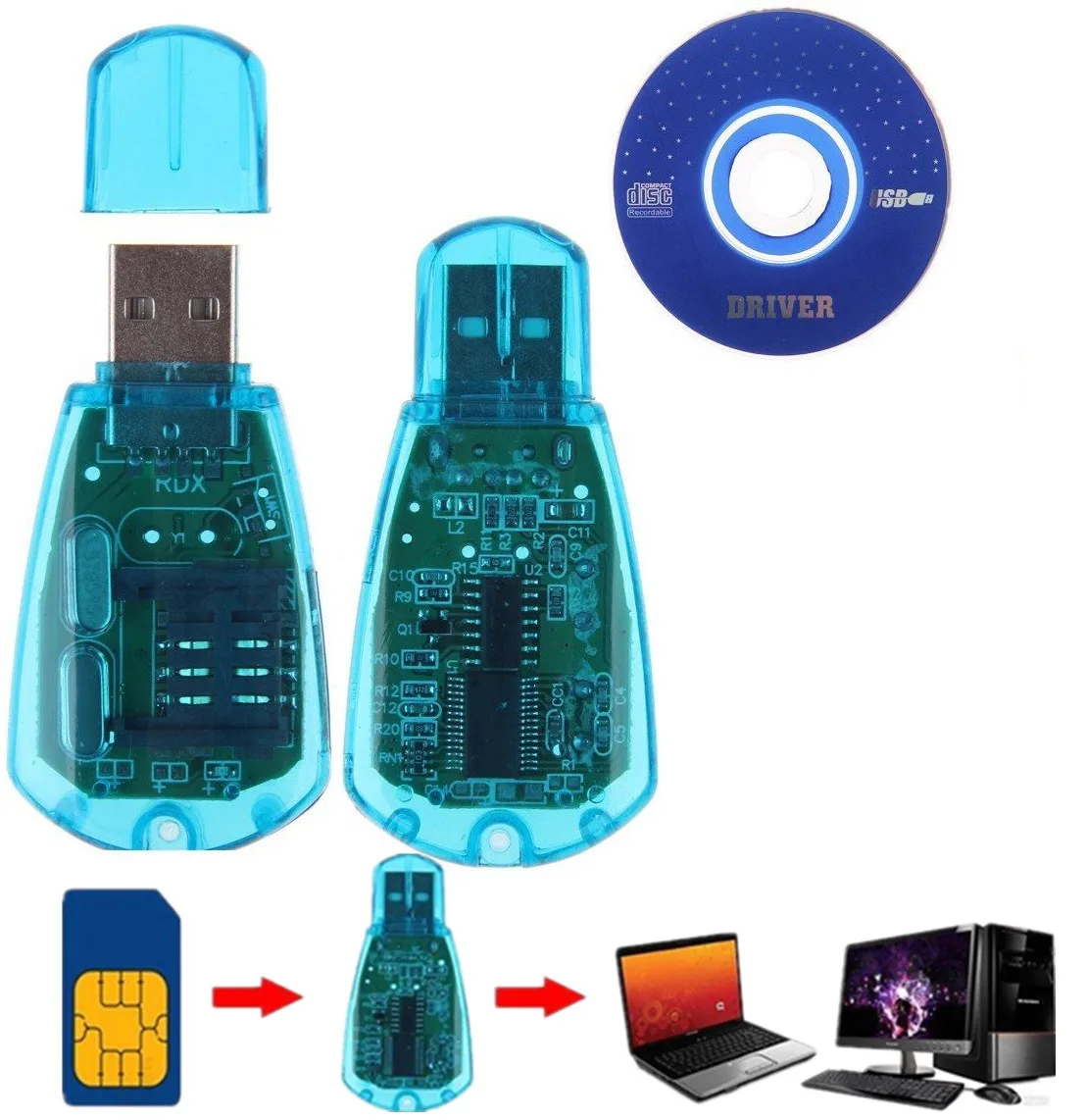 Новый сотовый телефон GSM/CDMA + CD USB Стандартный считыватель SIM-карт копировальный