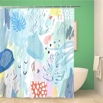 

Bathroom Shower Curtain Watercolor Brush Abstract Creative Header Modern Artistic Contemporary Pattern Polyester Fabric