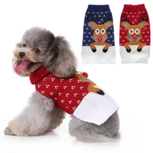 Рождественские аксессуары для домашних животных, милый свитер с оленем, вязаная одежда для маленьких и средних собак на осень и зиму