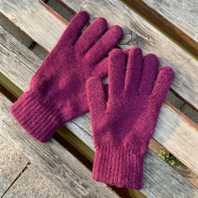 Женские зимние перчатки, милые плюшевые теплые перчатки для верховой езды, женские перчатки, женские зимние перчатки, зимние перчатки для женщин - Цвет: Фуксия