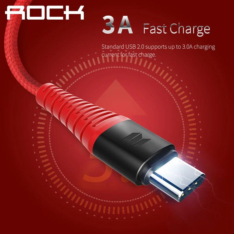 Rock usb type C кабель для Xiaomi huawei Oneplus USB мобильного телефона зарядное устройство