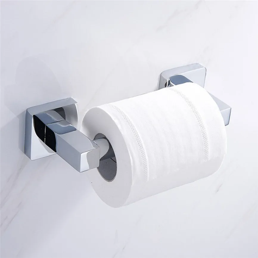 

1pc Roll Holder Modern Bathroom Square Toilet Roll Paper Holder Wall Hanger Accessories