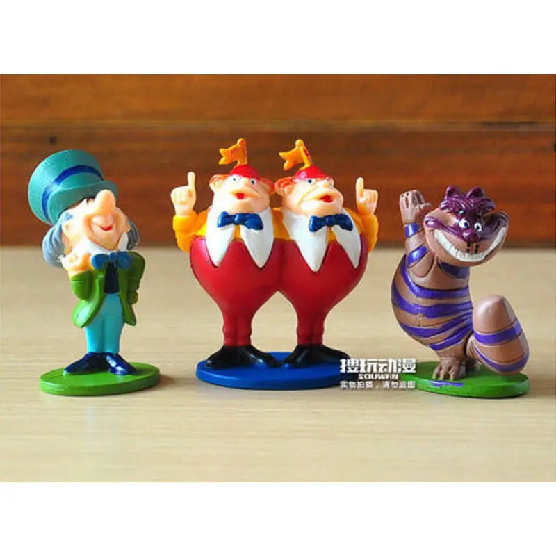6 PCS Alice In Wonderland Hatter White Rabbit Action Figure Doll Cake Topper Toy