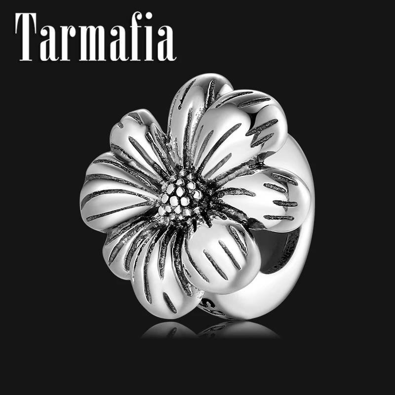 

100% 925 Sterling Silver Spring Flowers Charm Spacer Stopper Beads fit Original Pandora DIY Bead Bracelet Jewelry Making Gift
