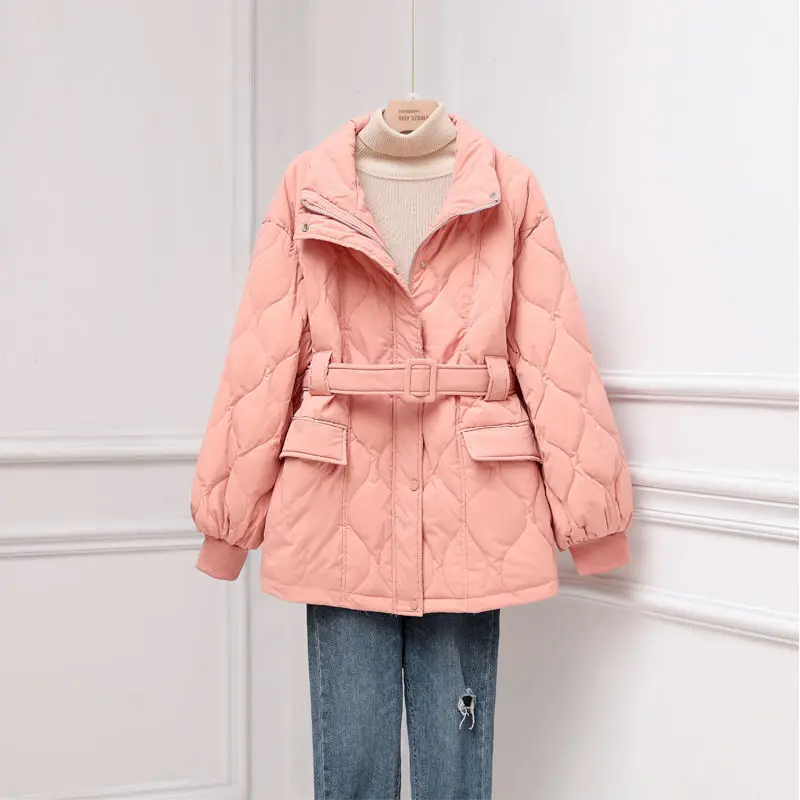 Winter white duck down down jacket for women with fleece and thick short ins hot warm coat young lady shopping lighting cloth