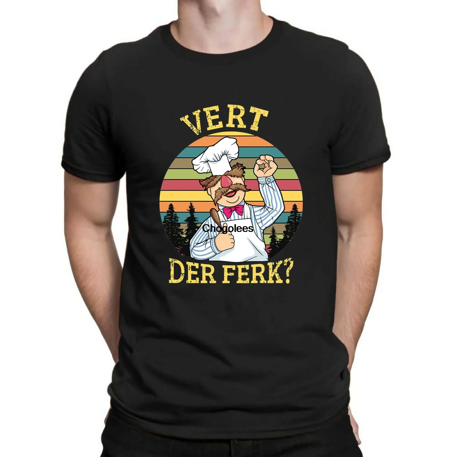 Подробная информация о шведском поваре Vert Der Ferk закат винтажная Ретро футболка