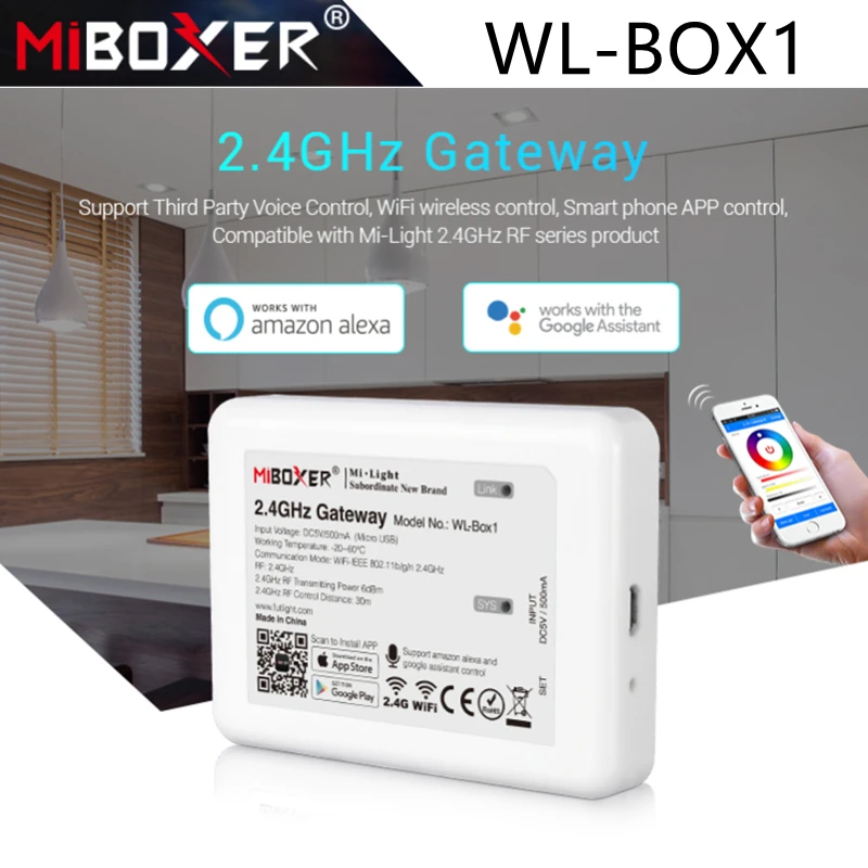 MiBoxer WI FI Управление Смарт Беспроводной WL Box1 голосовой помощник 2 4 ГГц Серия
