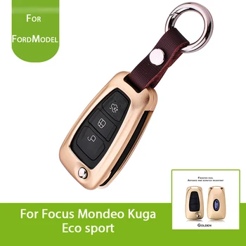 

Remote Engine Start Smart Case Cover Protective Shell Skin Genuine Leather Keychain For Ford Focus Mondeo Kuga Eco sport