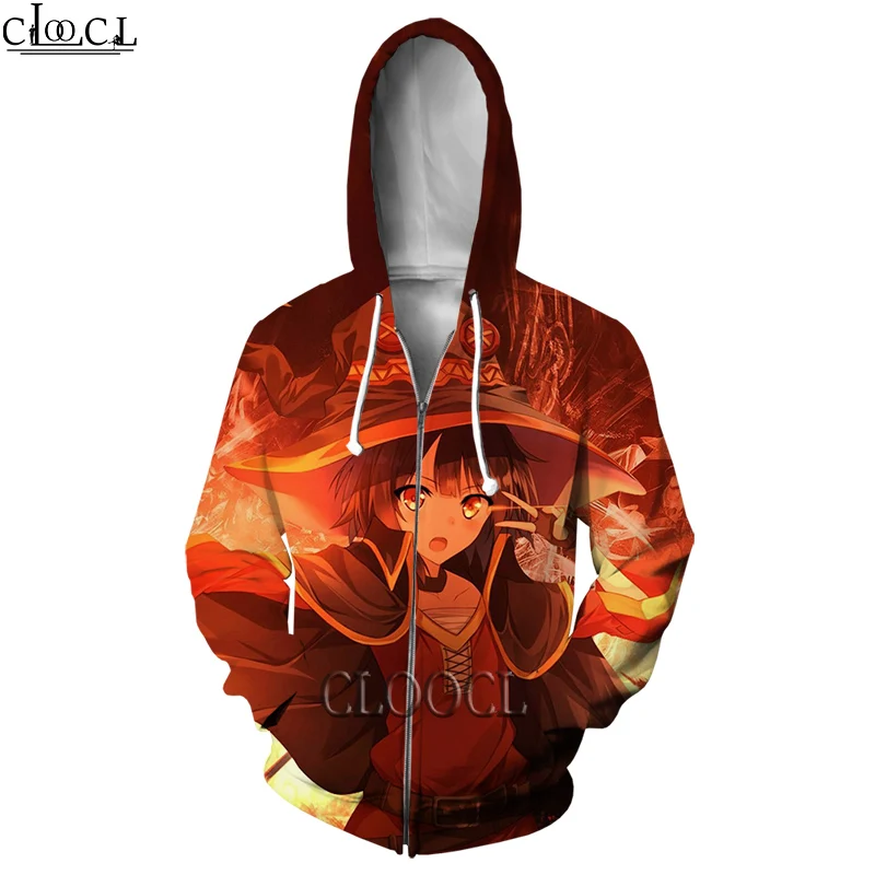 

CLOOCL Newest Popular Anime Girl Megumin Konosuba 3D Print Casual Zipper Hoodies Men Women Tops Harajuku Pullover Drop Shipping