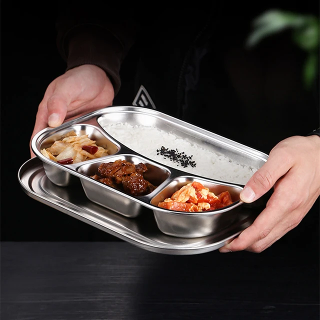 Boîte à lunch Bento en acier inoxydable pour enfants, récipient alimentaire sain pour enfants, cantine scolaire, ustensiles de cuisine, 304, 2, 3/4 compartiments 3