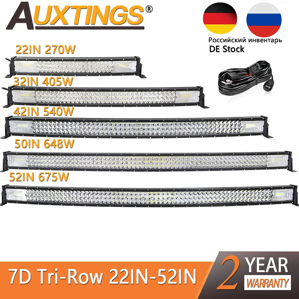 

Auxtings Новинка 22 32 42 50 52 дюймовая изогнутая светодиодная световая панель рабочее освещение Светодиодная панель 3 ряда 4x4 грузовик вездеход крыша внедорожник дальнего света