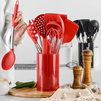 

14PCS/Set Silicone kitchen Utensil Tools Non-stick Heat resistant Stainless Steel Handle Kitchenware Cooking Tools Accessories