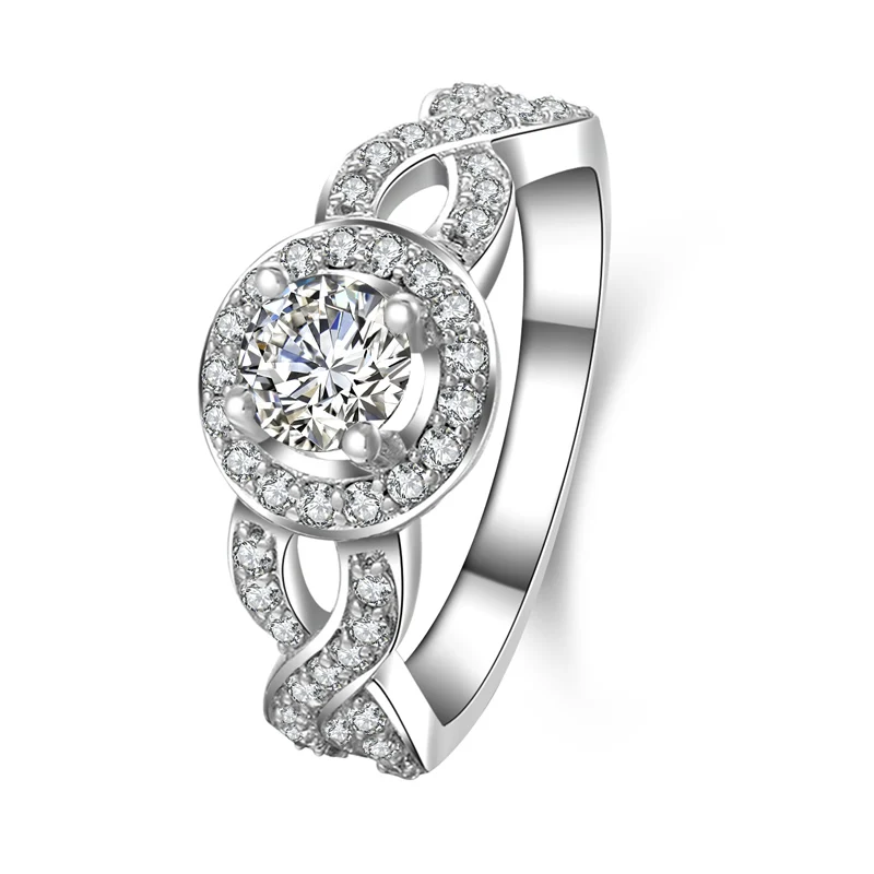 AINUOSHI Трендовое витое Кольцо Halo 14K однотонное белое/желтое Золотое кольцо с круглой огранкой Sona бриллиантовое обручальное кольцо