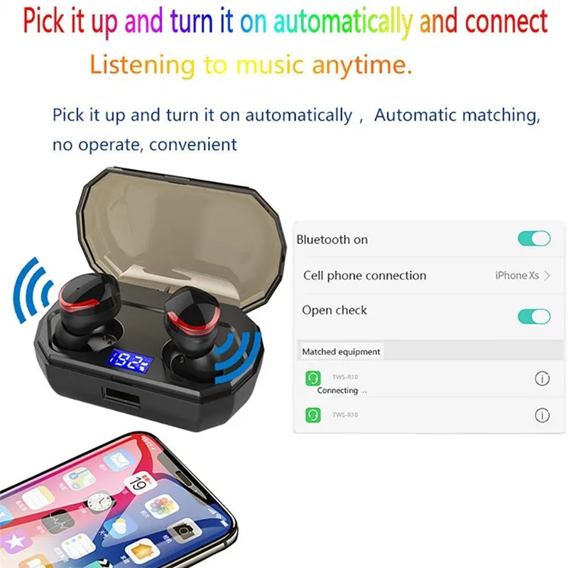 TWS Bluetooth 5,0 наушники беспроводные наушники-вкладыши 4D бас стерео звук Handfree водонепроницаемая гарнитура для спортивных игр HiFi наушники Ipx6
