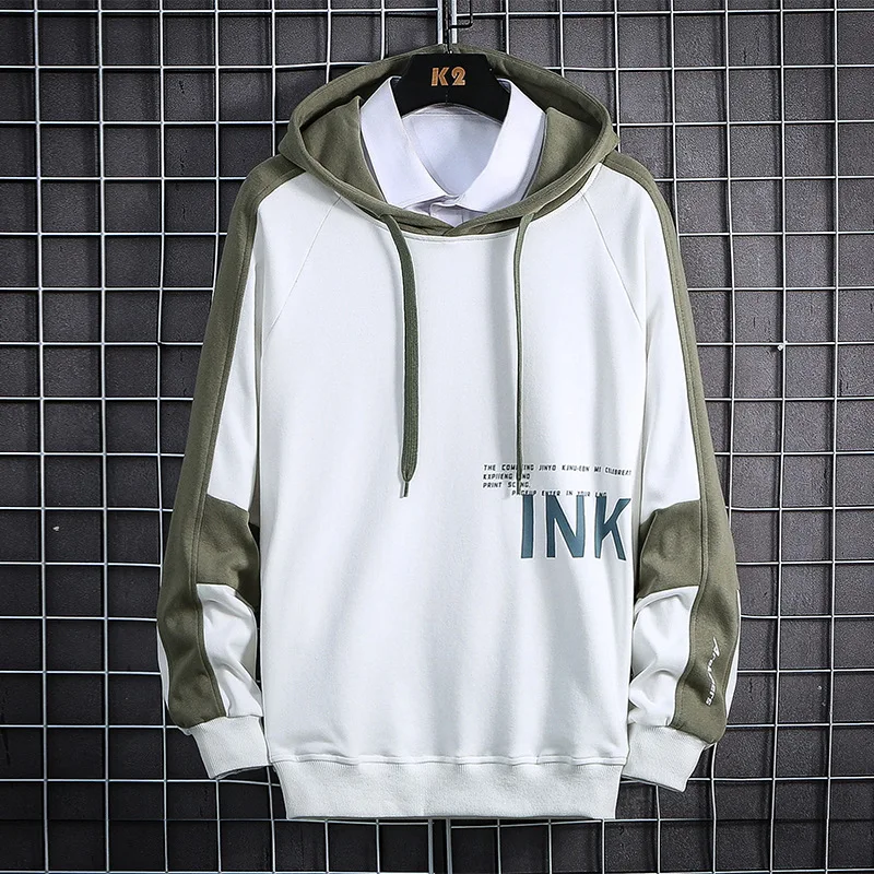

Hoodies Hip Hop Casual Pullover Hooded Sweatshirt Men Harajuku Man Casual Fashion Streetwear Print Letter Fleece Autumn Clothes