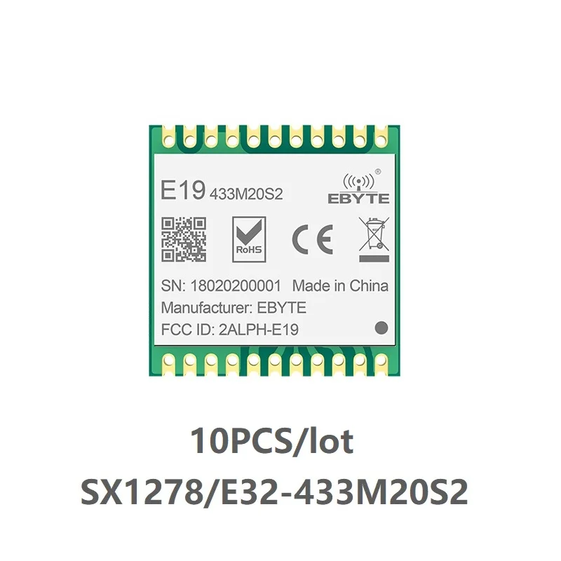 10 шт./лот беспроводной приемопередатчик LoRa SPI 433 МГц SX1278 SMD 20dBm 100 мВт радио