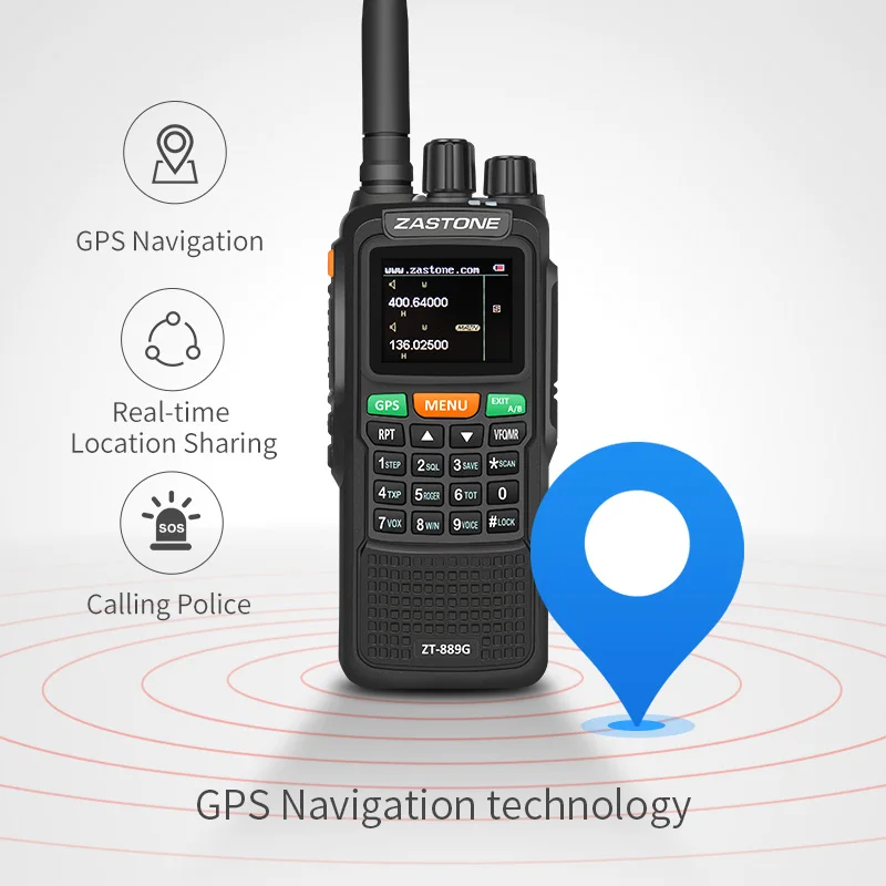 Zastone-トランシーバー889g,gps,10w 999ch,3000mah,uhf,400-520