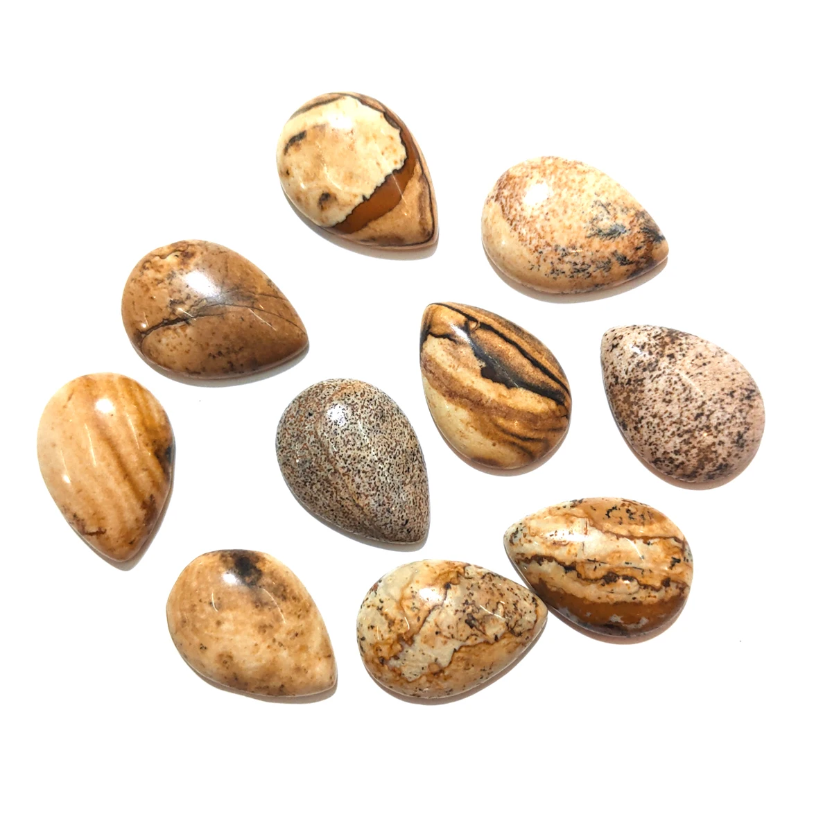 

10Pcs Natural Stones Picture Stone Cabochon Water Drop Shape No Hole Beads for Making Jewelry DIY Ring accessories Loose Bead