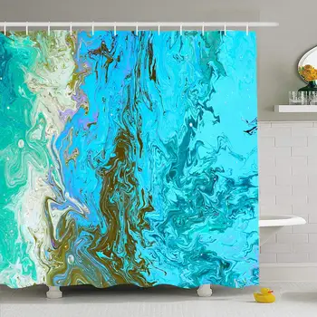 

Shower Curtain Set with Hooks 60x72 Expressionism Closeup View Original Multicolor Abstract Oil Painting Textures Contemporary