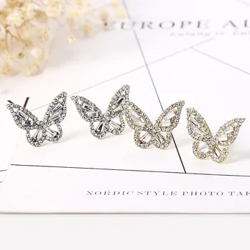 

Delicate Butterfly Stud Earring for Women Full Pave Stone Wedding Engagement Party Fine Accessories Beauty Bow Earrings