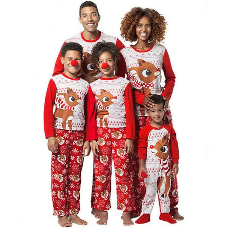 

Family Matching Outfits Christmas Deer prints Xmas Pajamas Set Unisex Parents-Children Baby Kids Santa Sleepwear Nightwear 2019