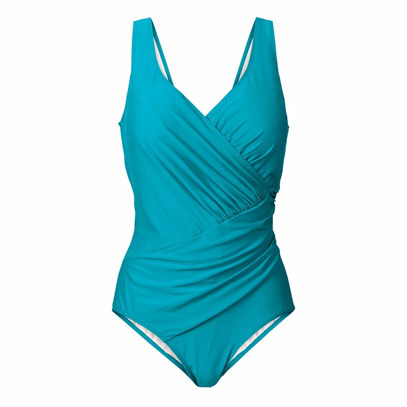 Цельный купальник для женщин, плюс размер, одежда для плавания в стиле ретро, винтажные купальные костюмы, пляжная одежда с принтом, одежда для плавания - Цвет: sapphire