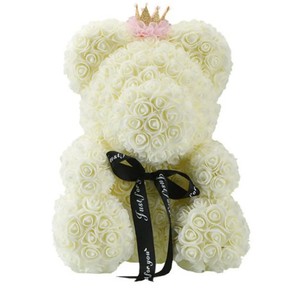 Горячая Распродажа 40 см медведь из роз плюшевый медведь цветок розы искусственный подарок на день рождения Рождественские подарки для подруги подарок на день Святого Валентина - Цвет: 40cm white 2