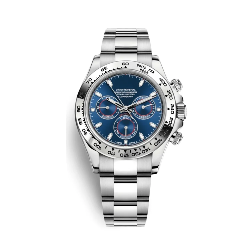 

Men's AAA+ mechanical watch, silver stainless steel watch, blue dashboard, luminous watch. gift