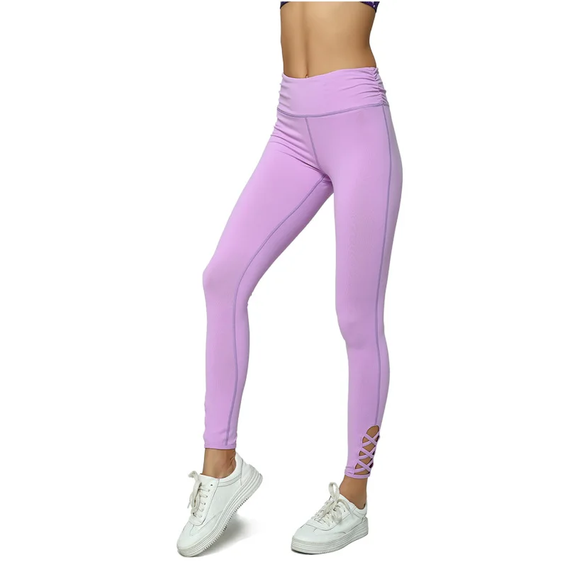 

2019 Spring Europe And America New Style Sports Fitness Yoga Pants Sexy Feet bang dai ku Four Needle Six Line OEM Customizable
