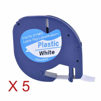 

5 Plastic Tag Bands For Black And White Compatibility For Dymo Letratag Qx 50, Xr, Xm, 2000 And Plus Label Manufacturers