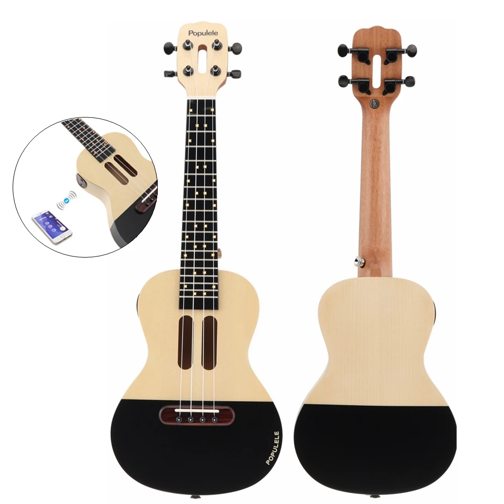 Гавайские гитары укулеле/S1/Q1/U1, 23 дюйма, концертные умные укулеле с кошачьими ушками, акустические 4 струны из дерева ели, гитара с приложением для обучения
