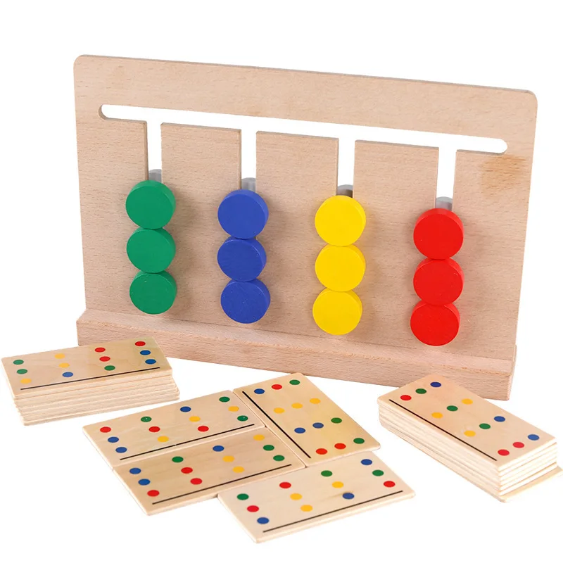 

Wooden Four Colors Game 23 Montessori ENLIGHTEN Educational Children Logic Toy Kindergarten Early Educational Teaching Aid