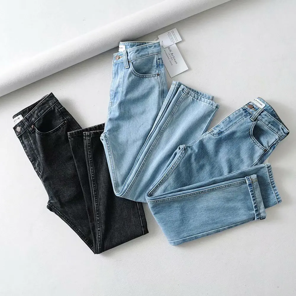 Винтажные черные джинсы с высокой талией, джинсы для мам, Женские джинсы-бойфренды для женщин, укороченные джинсы в Корейском стиле, синие джинсовые штаны, уличная одежда