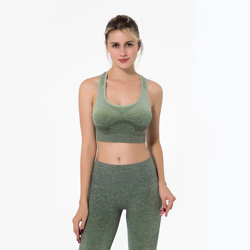 Grass green bra Peatacle, комплект из 2 предметов, бесшовный фитнес-костюм для женщин, комплект для йоги, бюстгальтер, леггинсы, одежда для бега, одежда для тренировок, тренажерного зала, Ensemble Sport Femme - Цвет: Grass green bra