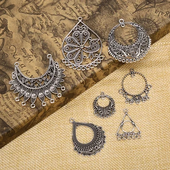 

10pcs/lot Antique Silver Color Earring Connector Charms For Jewelry Making Charms Earring Connector Jewelry Findings Diy