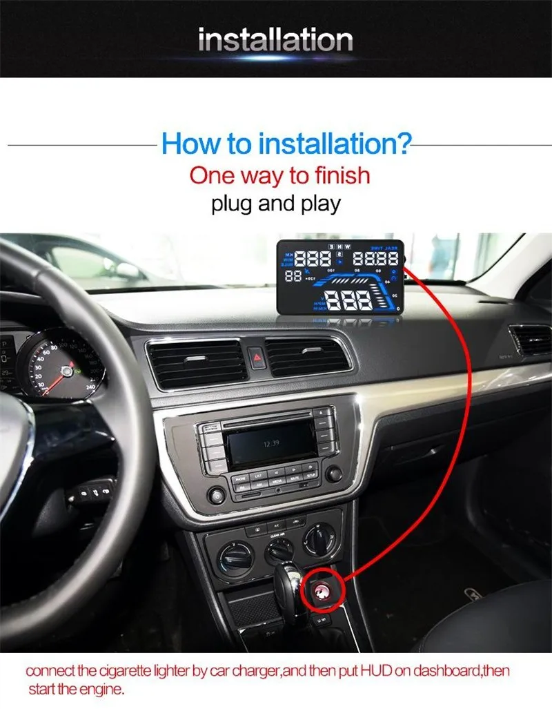 GSPGSCN Универсальный Q7 5," Автомобильный HUD gps дисплей спидометры превышение скорости Предупреждение приборной панели лобовое стекло проектор