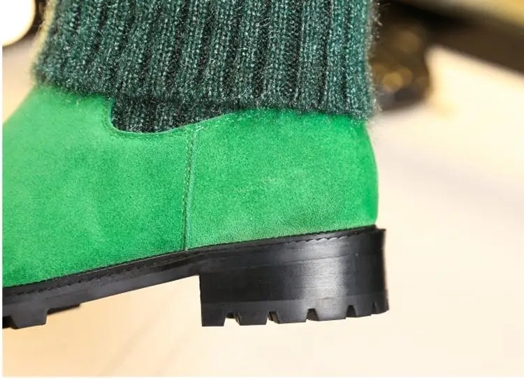 Prova Perfetto; Botas Mujer; зимние вязаные ботинки; обувь до середины икры на плоской подошве с цветными кристаллами; женские эластичные теплые слипоны; Новинка