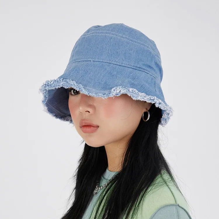 Women Denim Bucket Hat Vintage Washed 