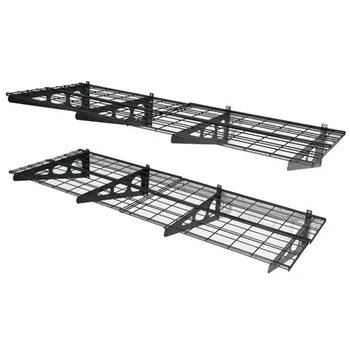 

2-Pack Decorative Steel Wall-mounted Black Shelf Storage Rack Floating Garage Shelves Home Tool Storage Shelf US Drop Shipping