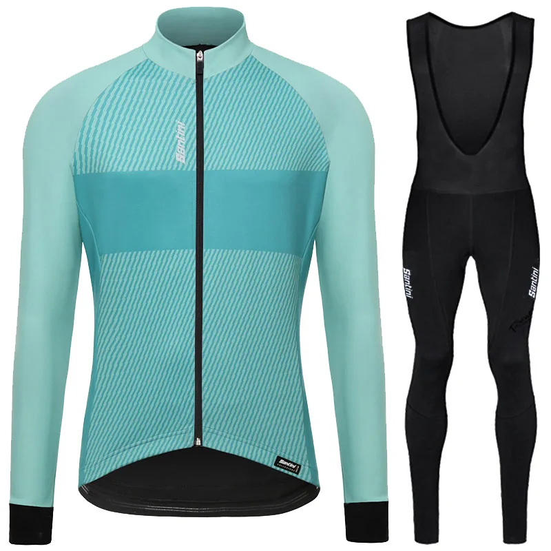 SET 02 Ropa ciclismo hombre invierno зима RUNCHITA Велоспорт Джерси с длинным рукавом комплект теплого флиса сохраняет тепло дышащий ciclismo - Цвет: SET 02